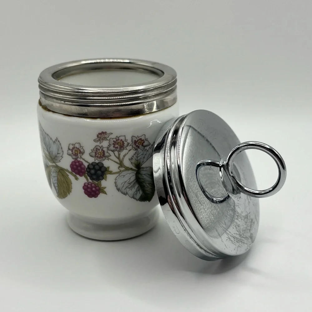 Royal Worcester Porcelain Egg Coddler Berry Pattern Made in England